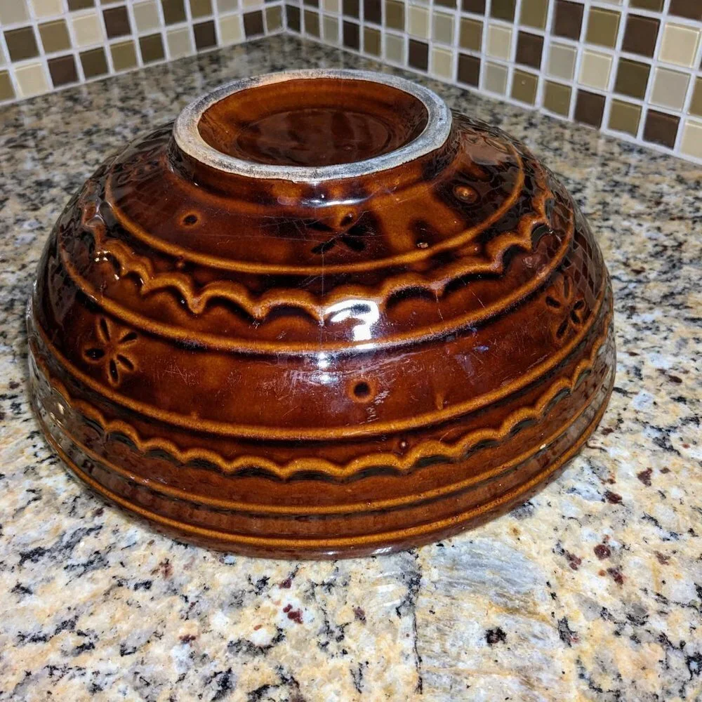 Marcrest Daisy Dot Ovenproof Stoneware Bowl, 10 inches, 1960s
